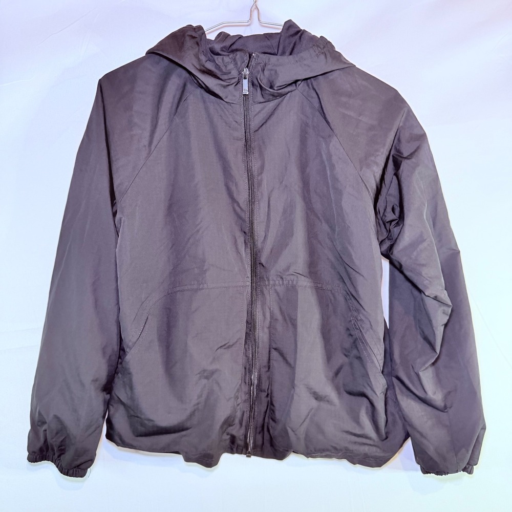 All in‎ Motion Boys Windbreaker Jacket Black Full Zip Hooded L 10/12 Lightweight